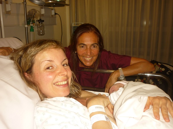 Junto a Simone Reperger en el parto de Malina